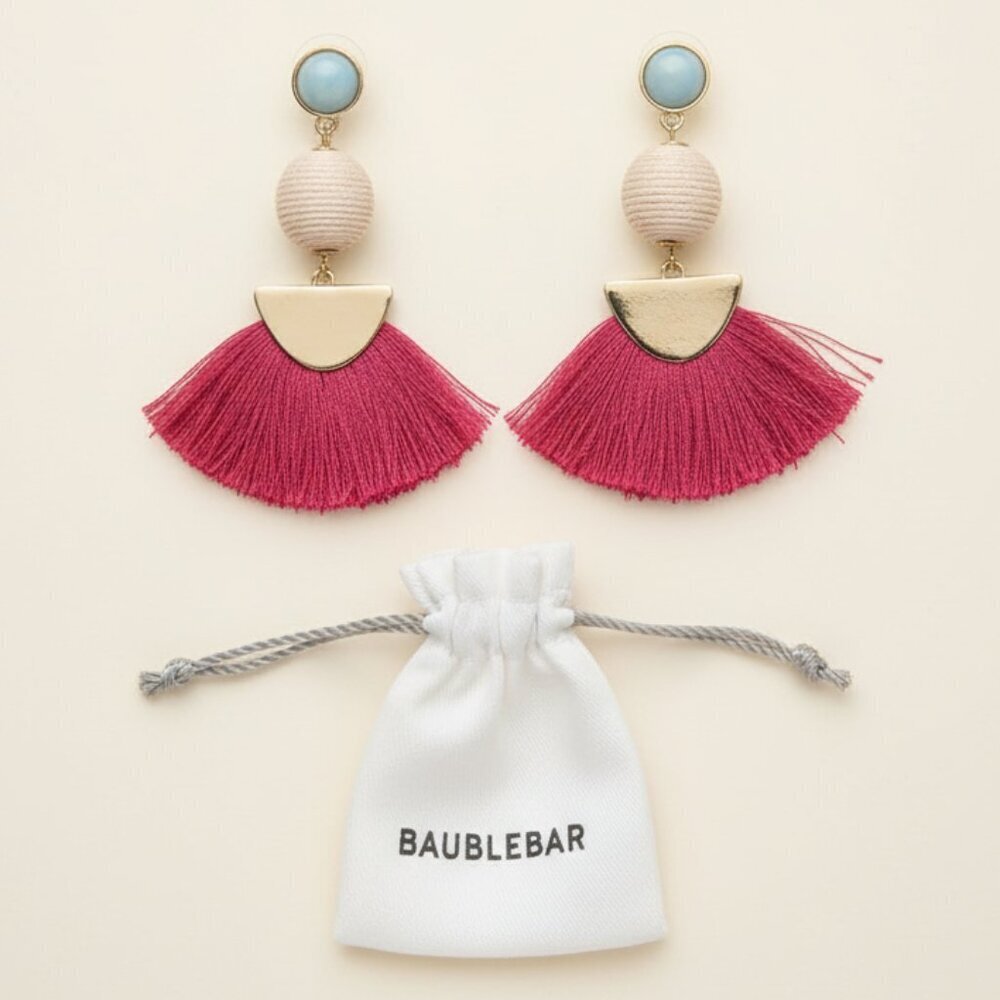 BaubleBar Pink and Gold Statement Earrings
